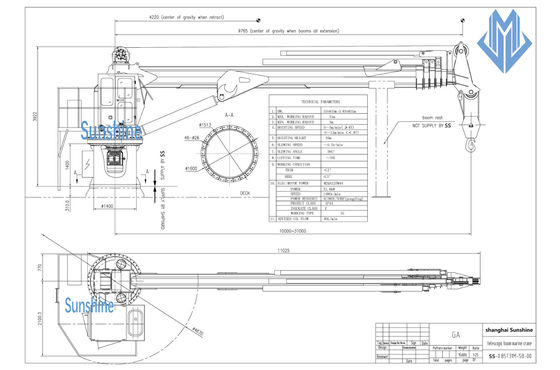 2t30m telescopic boom marine crane onboard kapal layanan lepas pantai