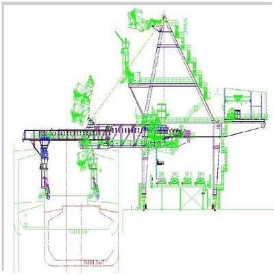 2000 Tph Capacity Belt Type Ship Loader Untuk Memuat Barang yang Dikantongi