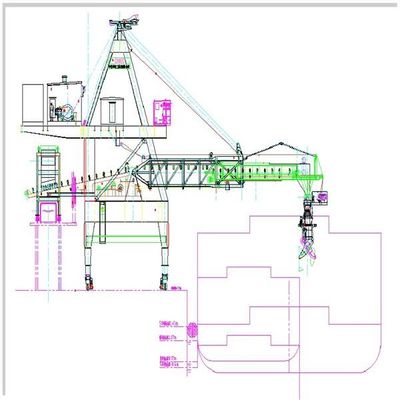 2000 Tph Capacity Belt Type Ship Loader Untuk Memuat Barang yang Dikantongi