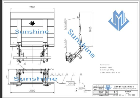 2500 Kg Electric Hydraulic Tail Lift Liftgate Untuk Logistik Transportasi